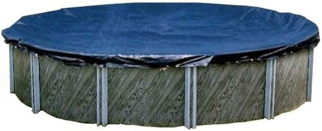 Swimline PCO815 12 x 3 ft. Round Supreme Guard Overlap Solid Winter Pool Cover - Blue