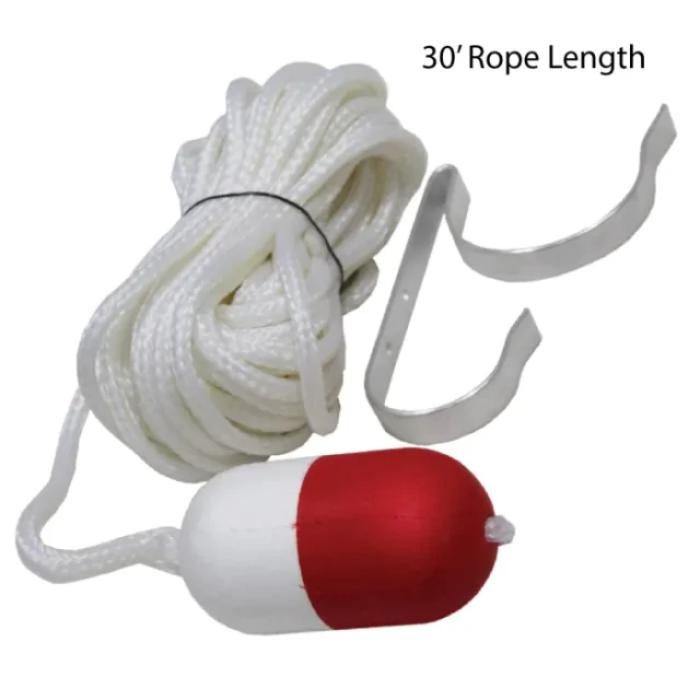 KP1022230 30 ft. Throw Rope with Float & Ring Buoy Holder - Durable Marine Safety Line