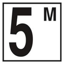 CC623050 6 x 6 in. Tile with 5 in. Number 5 with M Non-Skid Ceramic Depth Marker