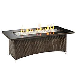 MG1242BLSMK Outdoor GreatRoom Montego Fire Table with Black Glass Top Balsam Wicker Base Glass Burner Cover