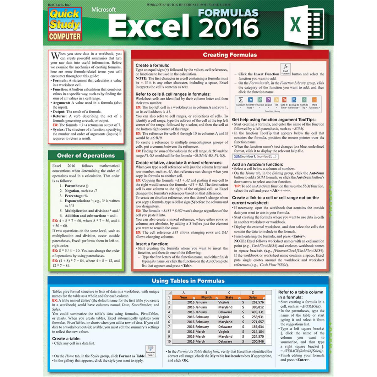 9781423231899 Excel 2016 Formulas Guide