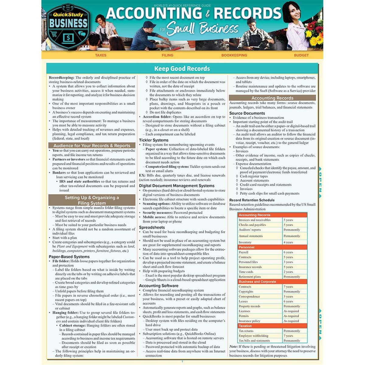 Picture of BarCharts 9781423236399 Accounting & Records for Small Business Laminated Reference Guide