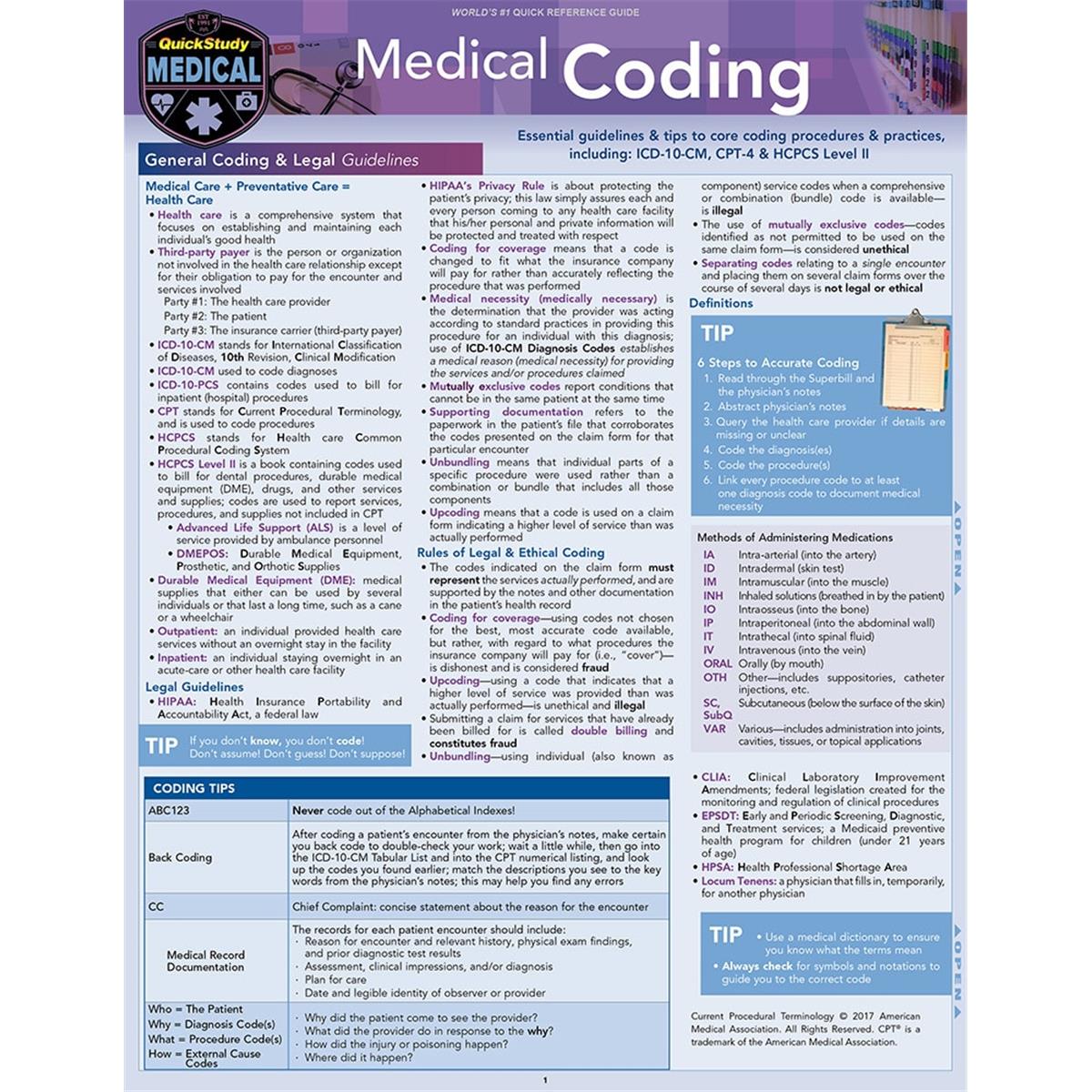Picture of BarCharts 9781423236535 Medical Coding Laminated Reference Guide