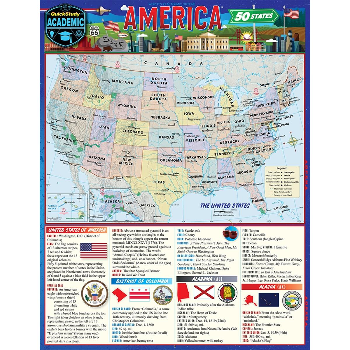 Picture of BarCharts 9781423238577 America 50 States Laminated Reference Guide