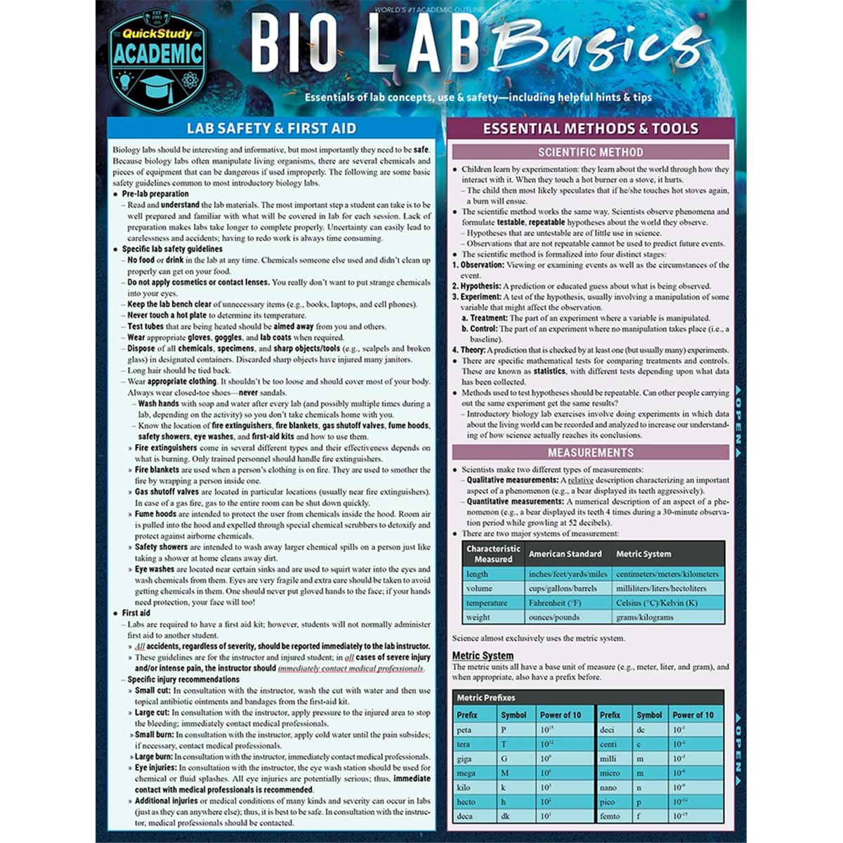 Picture of BarCharts 9781423238614 Bio Lab Basics Laminated Study Guide
