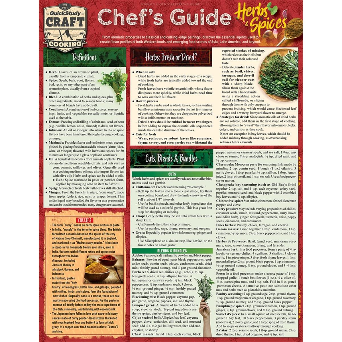 Picture of BarCharts 9781423239772 Chefs Guide to Herbs & Spices Laminated Reference Guide
