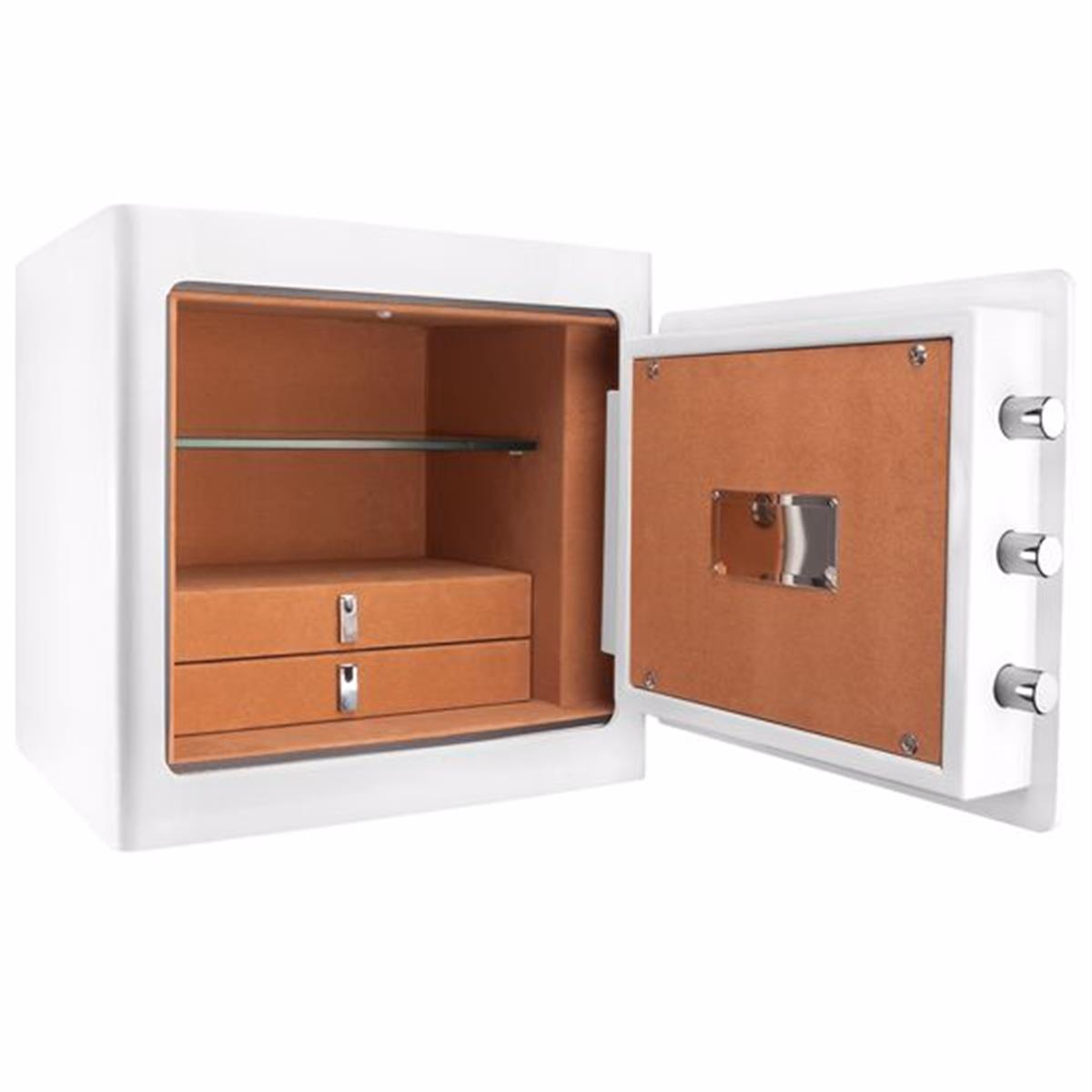 1.01 cu ft. Keypad Jewelry Safe with Tan Interior - White