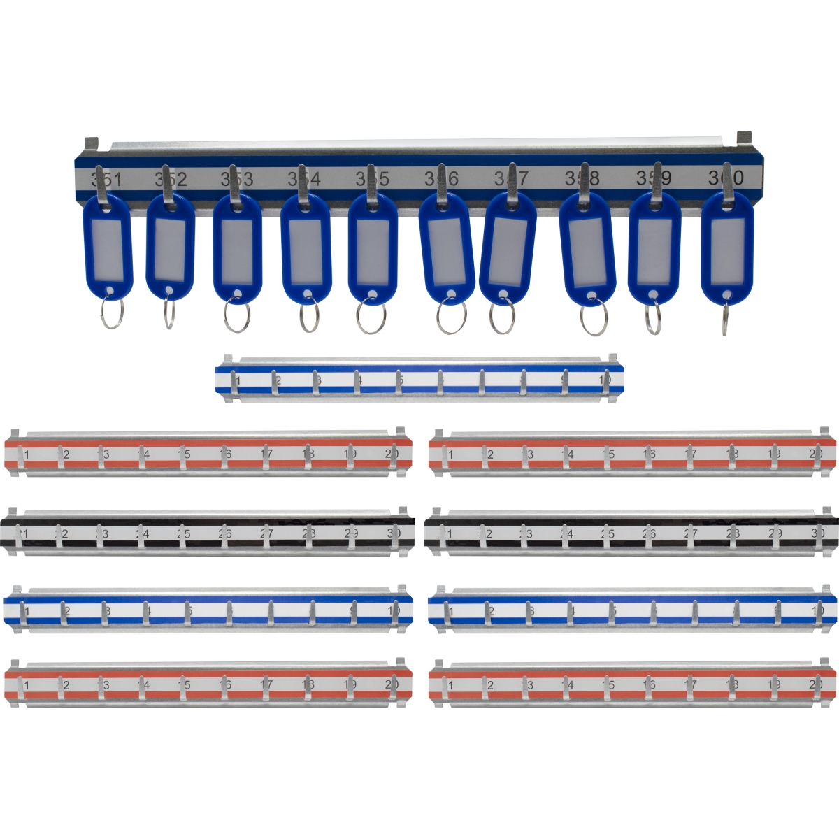 AF13688 Key Shelves with 301-400 Numbered Hooks - 10 Shelves