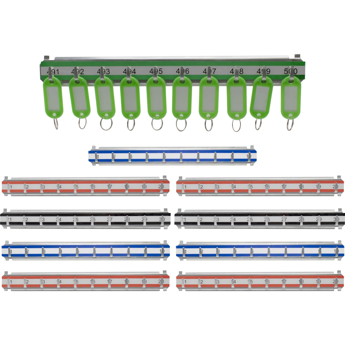 AF13690 Key Shelves with 401-500 Numbered Hooks - 10 Shelves
