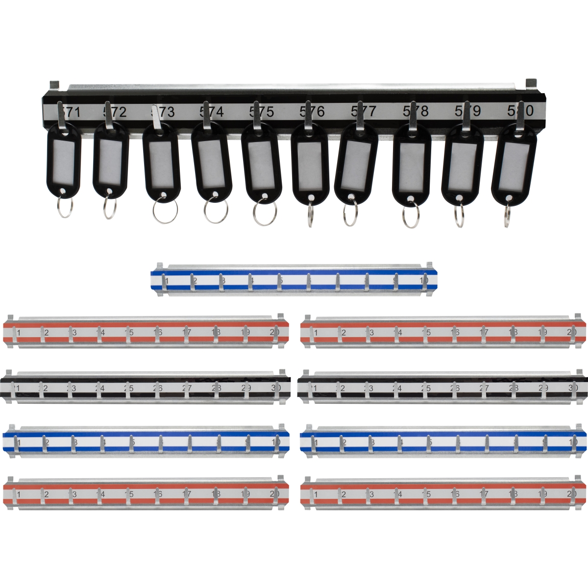 AF13692 Key Shelves with 501-600 Numbered Hooks - 10 Shelves