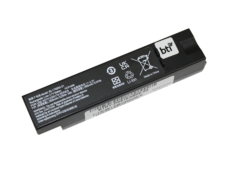 BTRY-DS81EAB0E-00- 1-Cell 3.7V 2500 mAh 9.25Wh Li-Ion Scanner Battery for Zebra