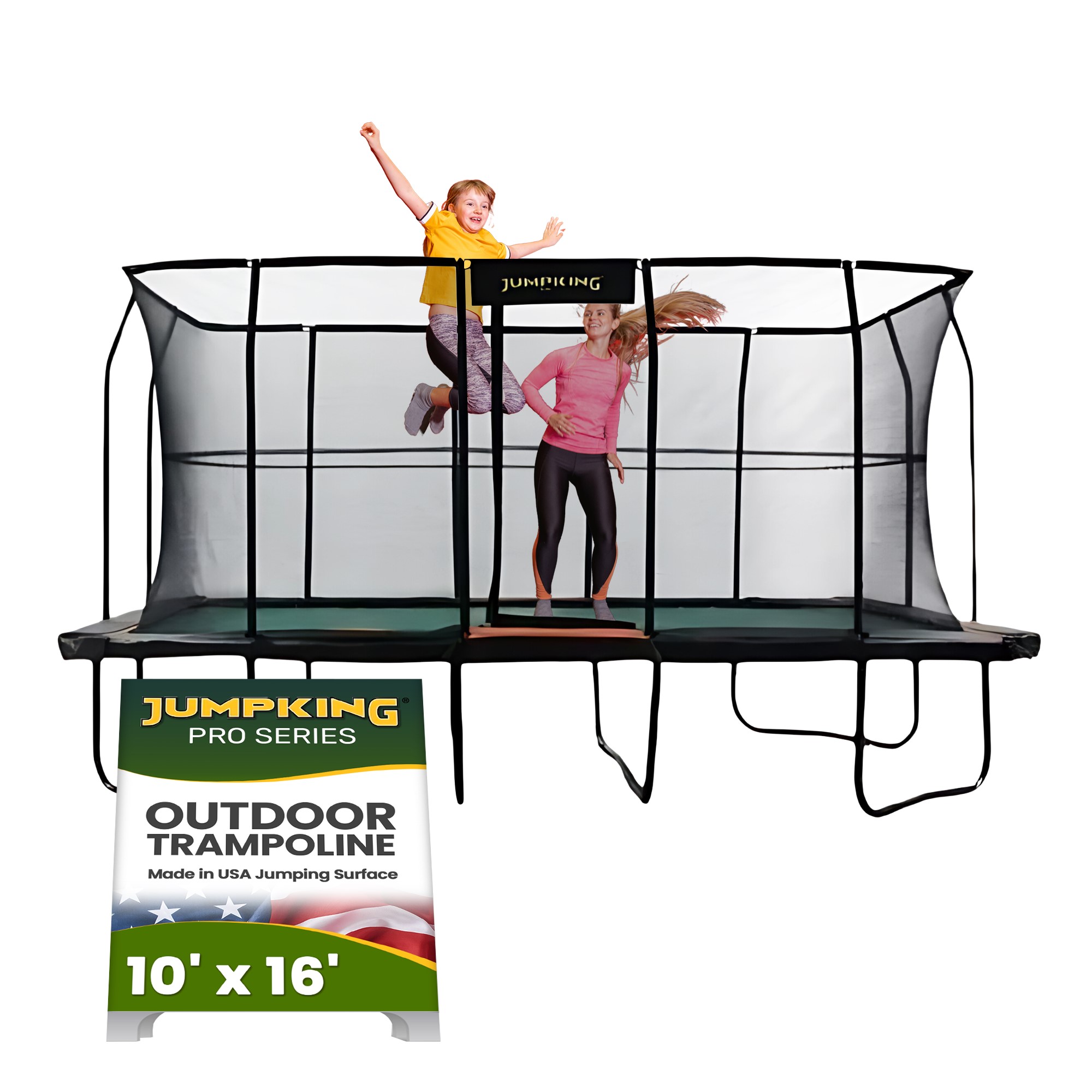 Picture of JumpKing JKRC1016HEC3V2 10 x 16 ft. Pro-Series Rectangular Trampoline&#44; Black & Orange - Box of 3