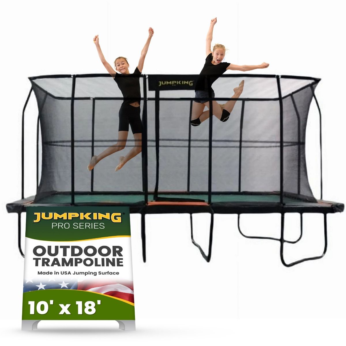 Picture of JumpKing JKRC1018HEC3V2 10 x 18 ft. Pro-Series Rectangular Trampoline&#44; Black & Orange - Box of 3
