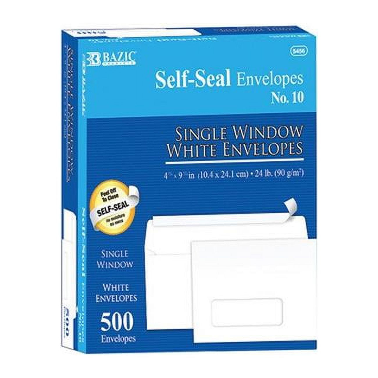Picture of Bazic Products 5456-5 No. 10 Self-Seal Single Window Envelopes - White&#44; 500 Per Box - Pack of 5