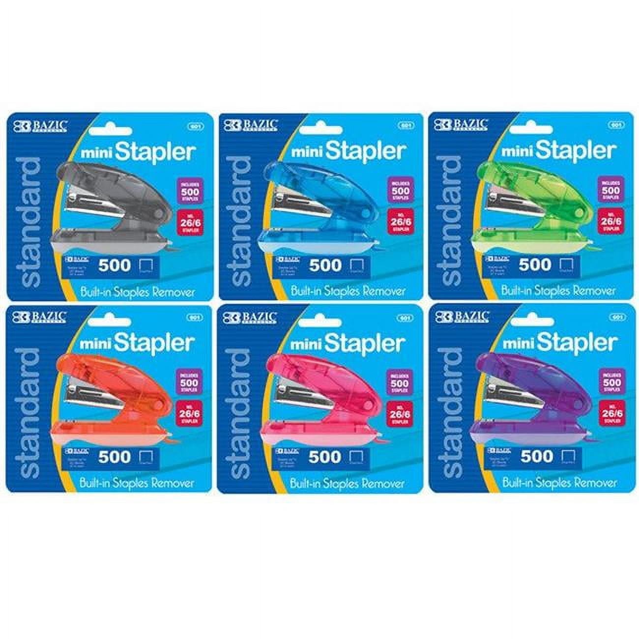 Bazic 601  Mini Standard (26/6) Stapler w/ 500 Ct. Staples Pack of 24