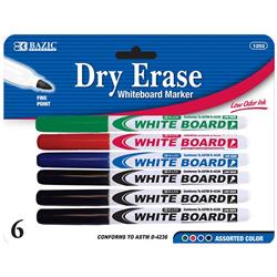 Picture of Bazic Products 1202-12 Fine Tip Dry-Erase Marker - Assorted Color&#44; 6 Per Pack - Pack of 12