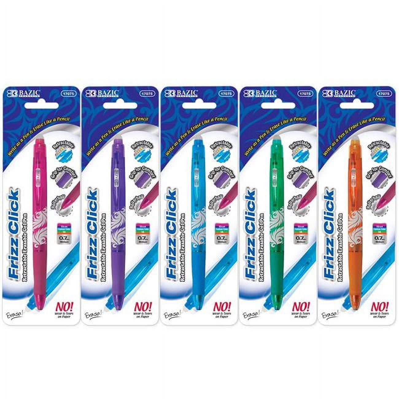 Picture of Bazic Products 17075 Frizz Fashion Color Erasable Gel Retractable Pen with Grip - 24 Pack