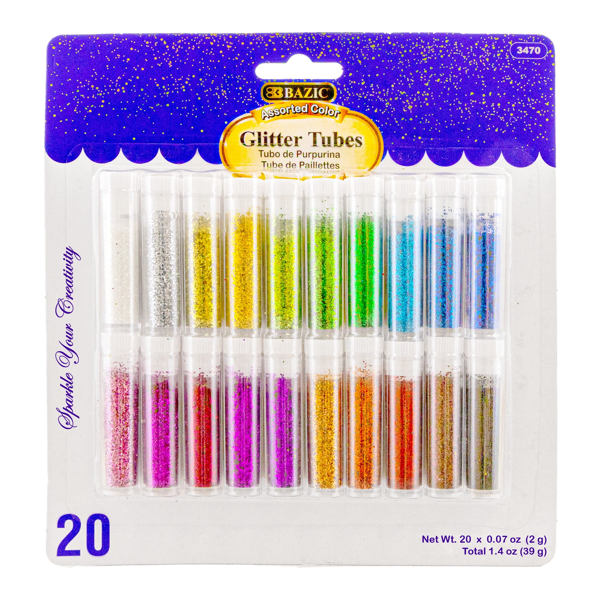 Picture of Bazic 3470 2 g Glitter Tubes - 20 per Pack