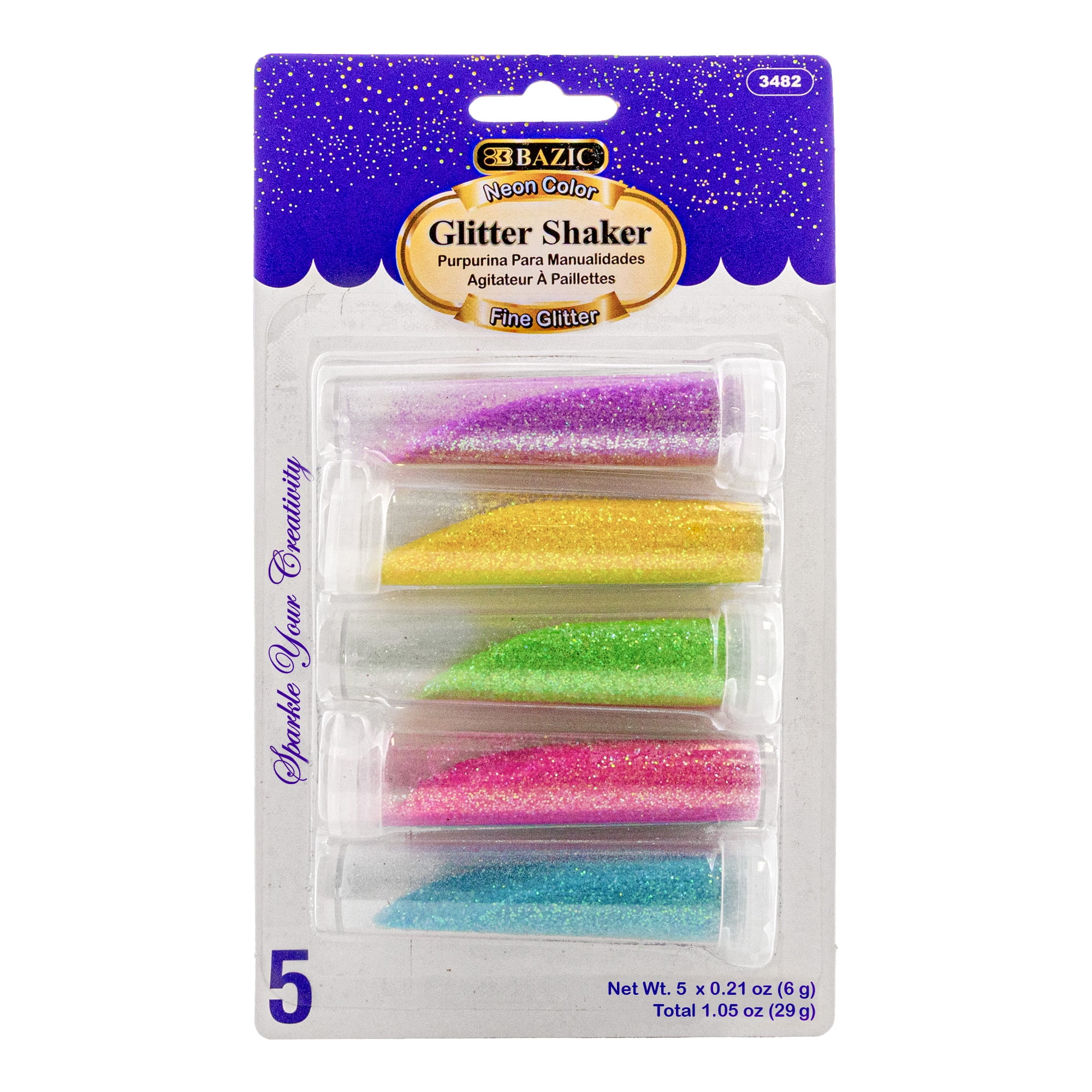 Picture of Bazic 3482 0.21 oz 5 Neon Color Glitter Shaker