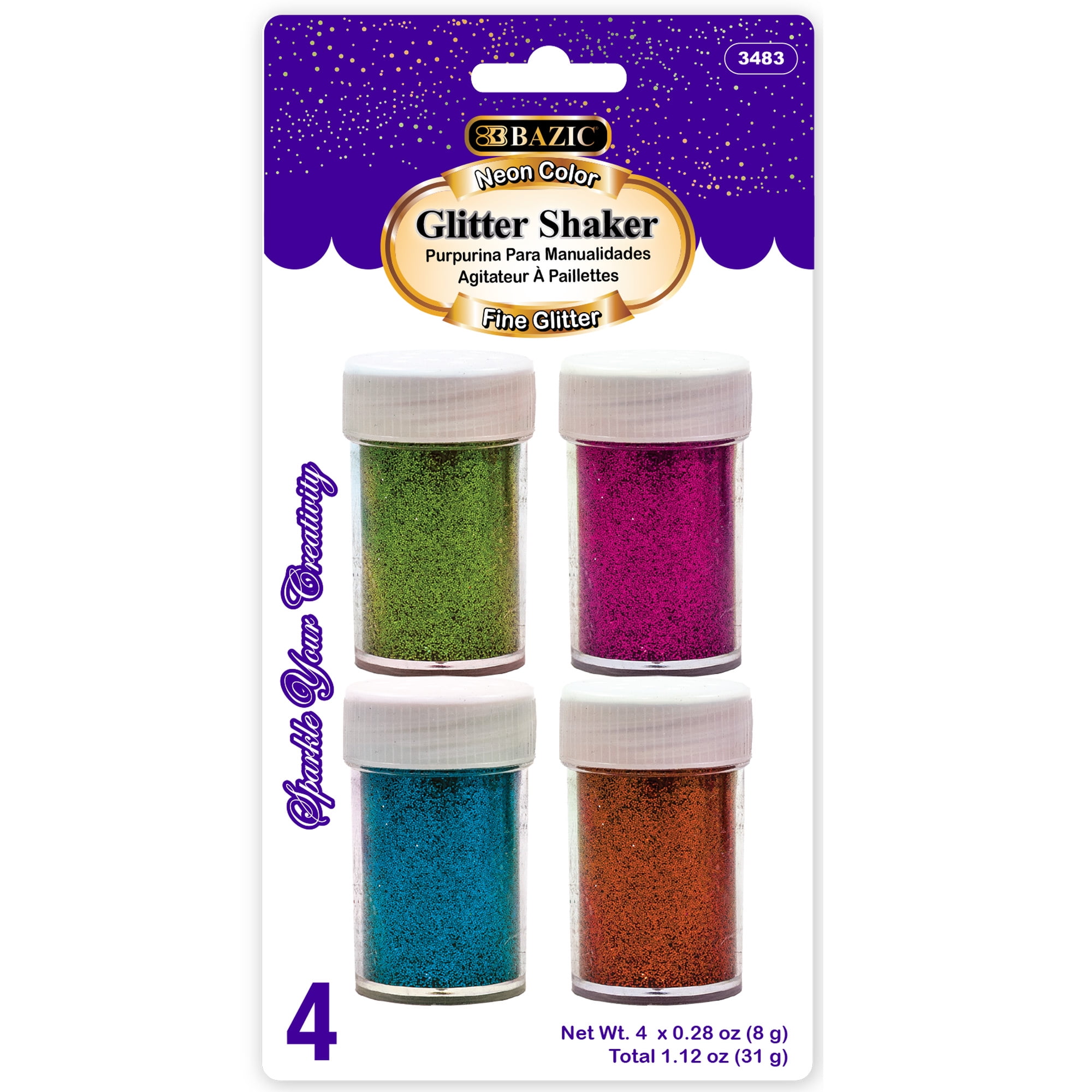 Picture of Bazic 3483 0.28 oz 4 Neon Color Glitter Shaker