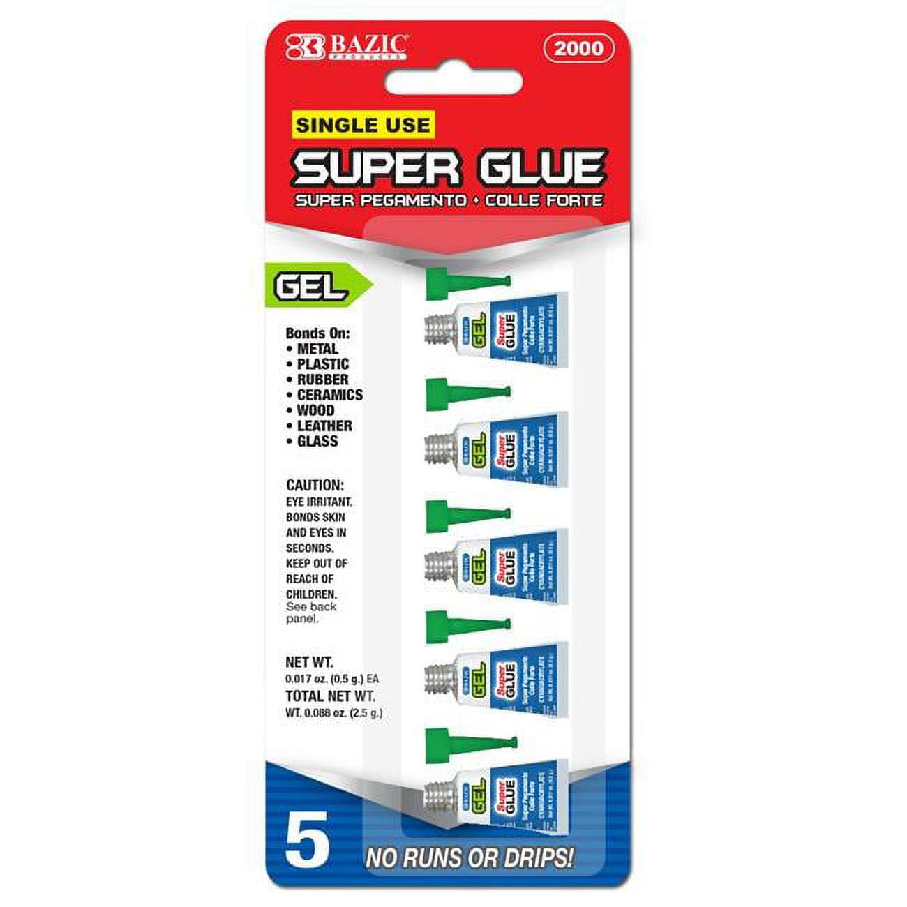Picture of Bazic Products 2000 0.5 g Super Glue Gel&#44; Pack of 5 - Case of 24