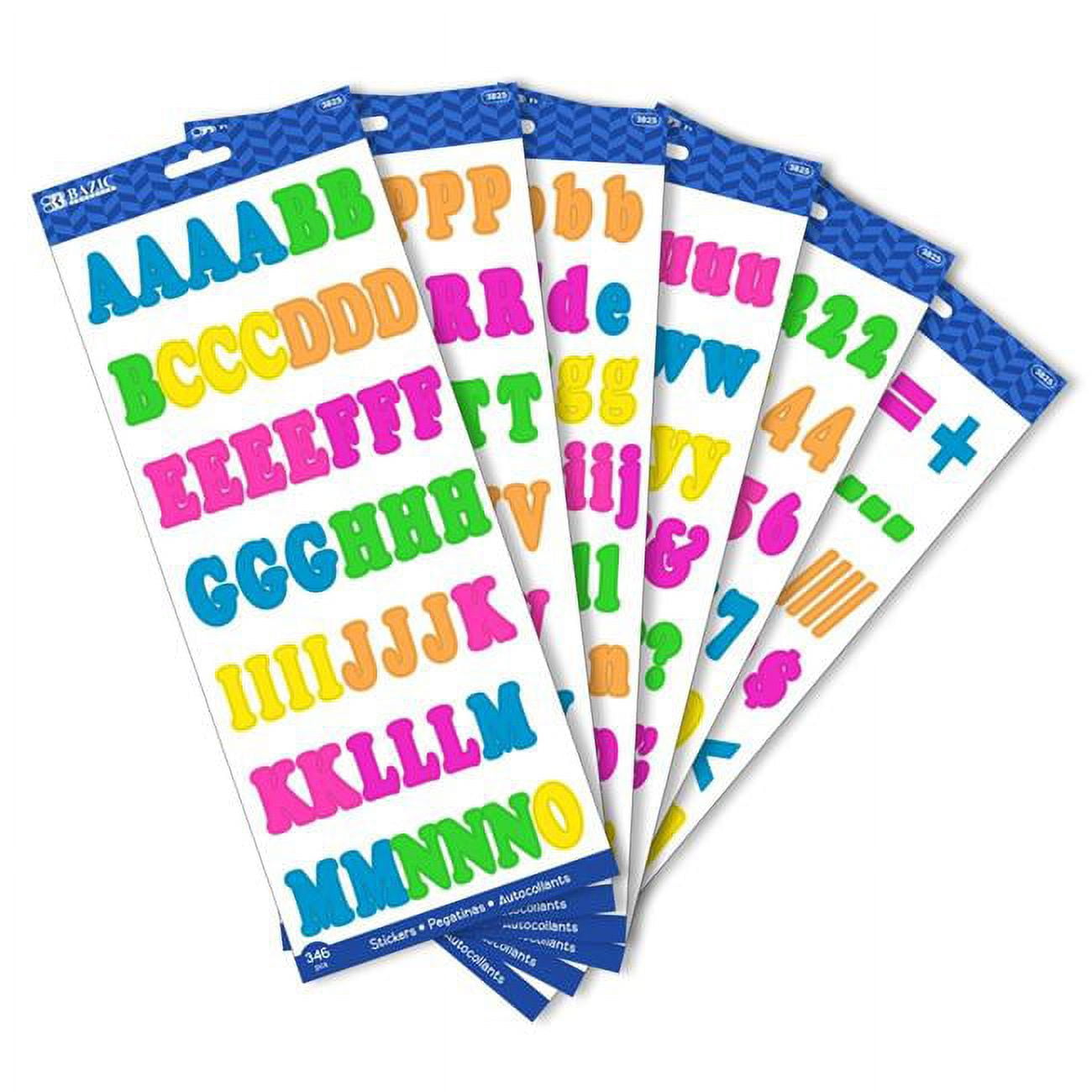 Picture of Bazic Products 3825 1 in. Multicolor Alphabet Stickers, 10 Sheets - Case of 24