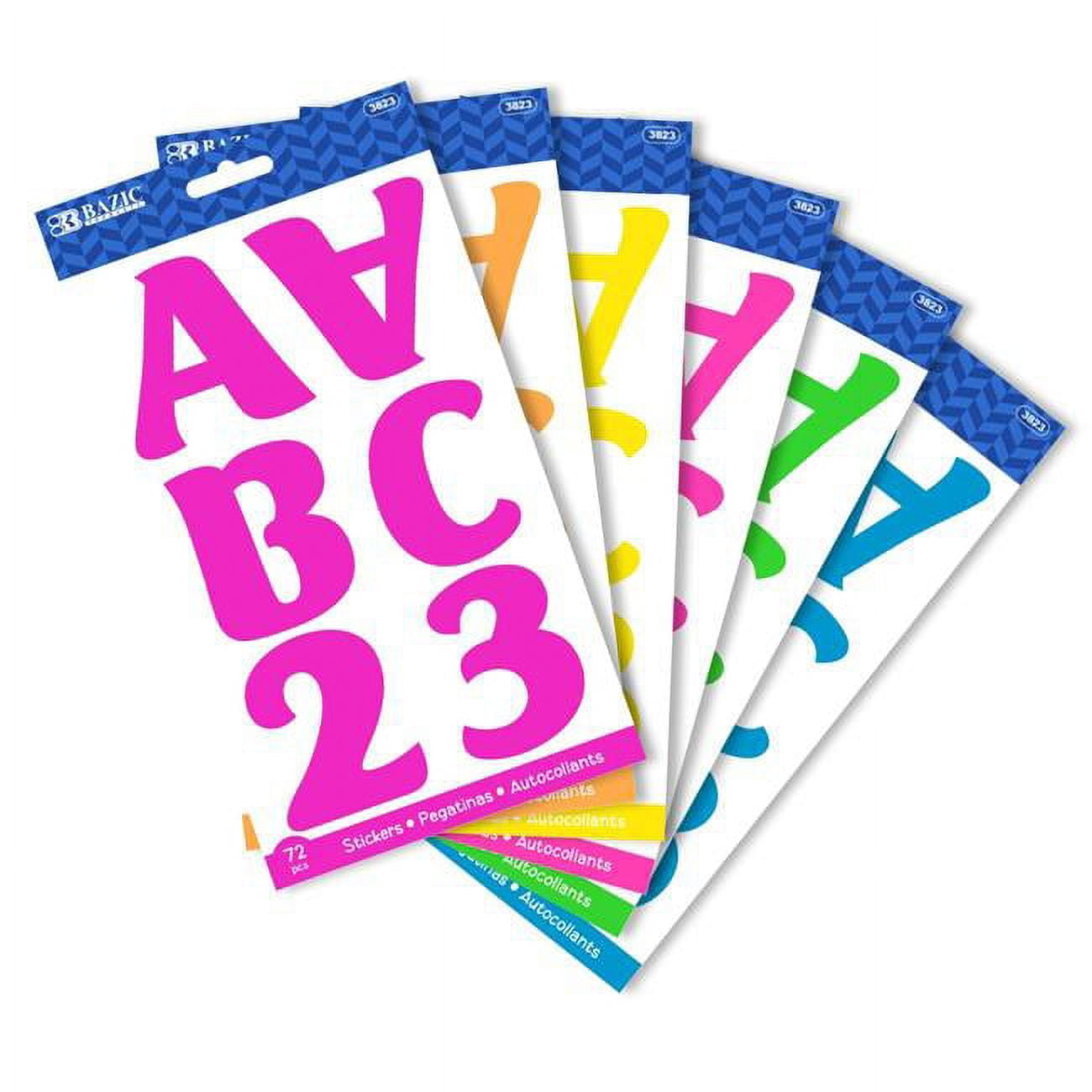 Picture of Bazic Products 3823 2 in. Fluorescent Color Alphabet Stickers&#44; 10 Sheets - Case of 24