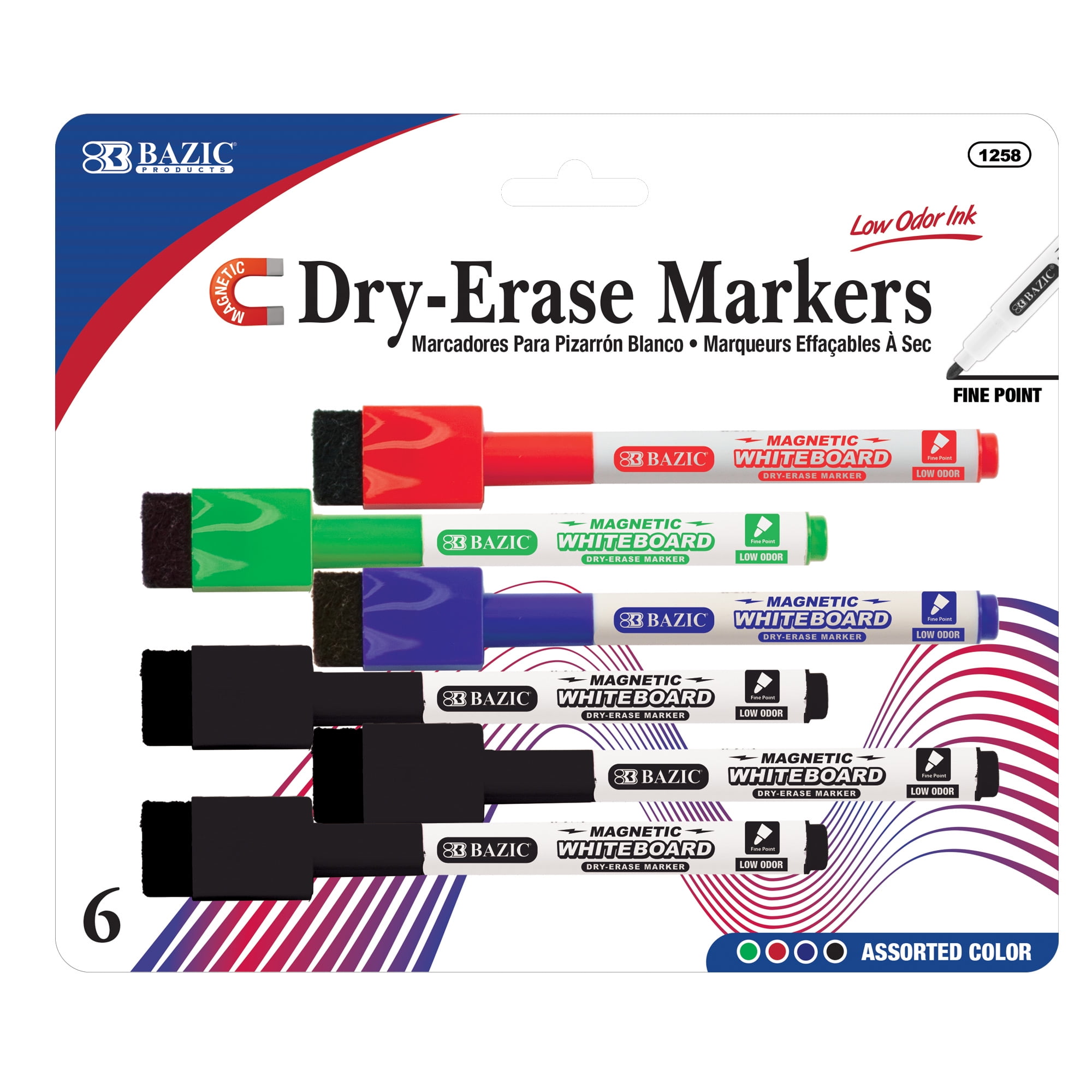 Picture of Bazic Products 1258 Magnetic Dry-Erase Marker&#44; Assorted Color - 6 per Pack