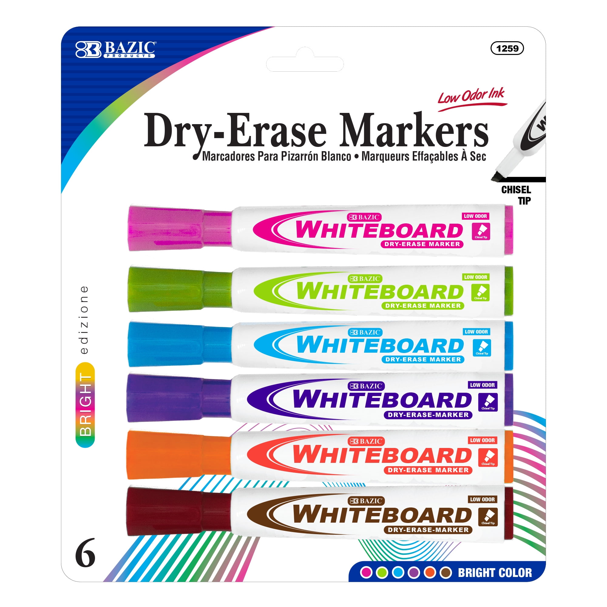 Picture of Bazic Products 1259 Bright Color Chisel Tip Dry-Erase Marker - 6 per Pack