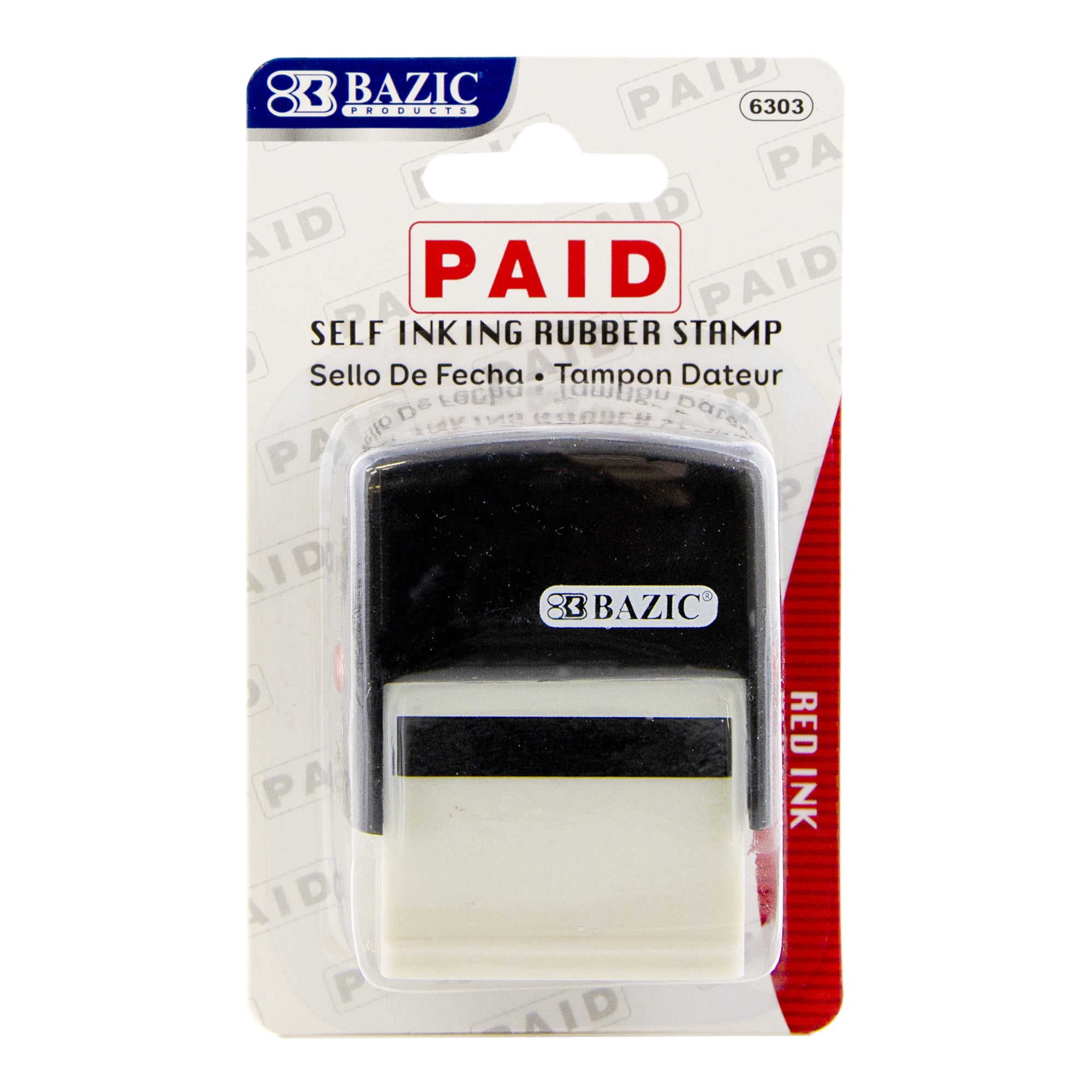 Picture of Bazic Products 6303 Red Ink Paid Self Inking Rubber Stamp