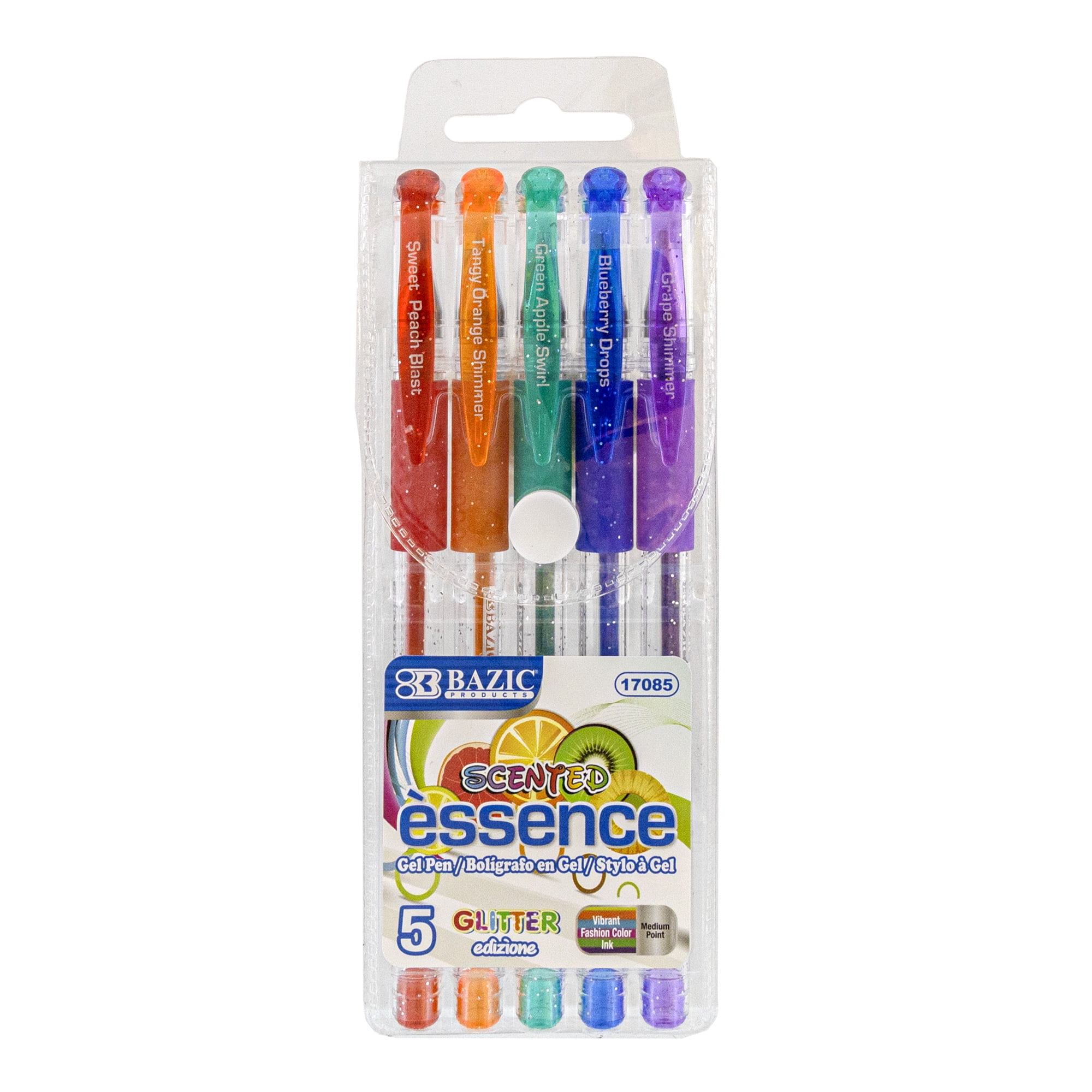 Picture of Bazic Products 17085 Scented Glitter Color Essence Gel Pen with Cushion Grip - Pack of 5