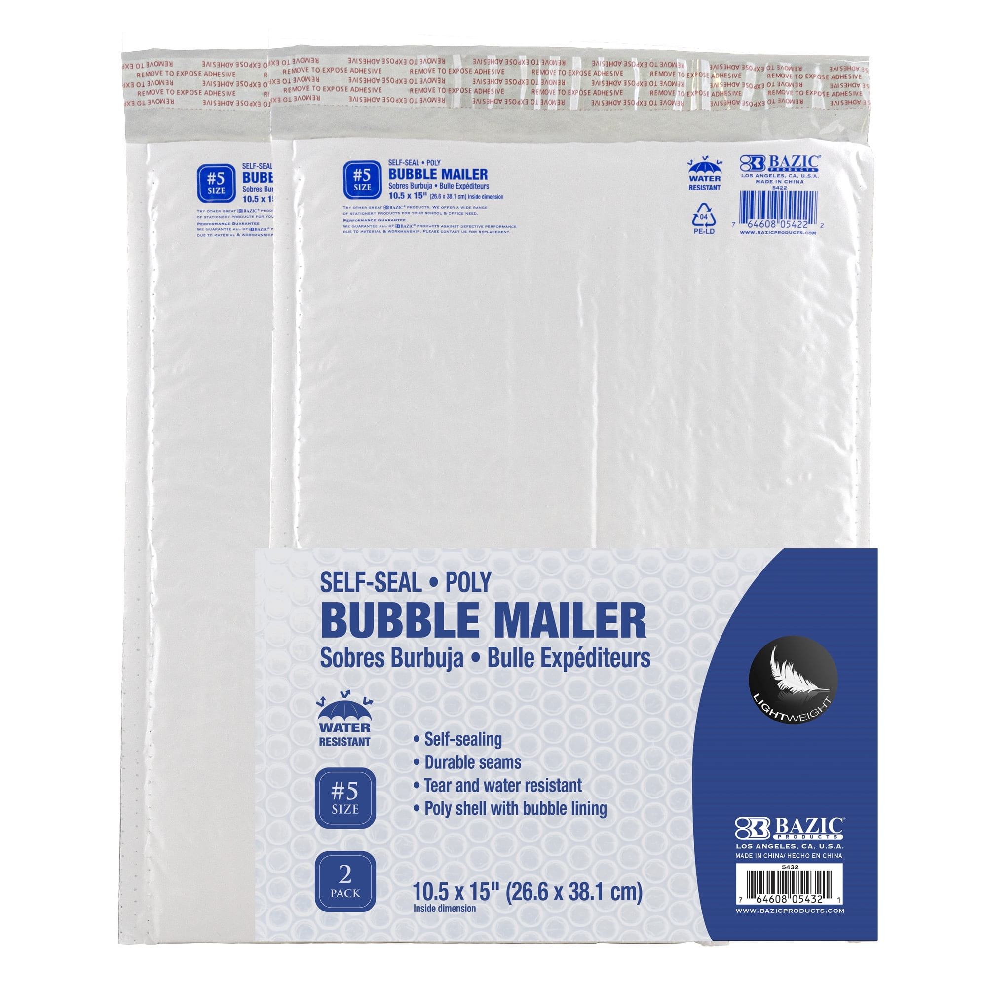 Picture of Bazic Products 5432 10.5 x 15 in. No.5 Poly Bubble Mailer&#44; 2 per Pack