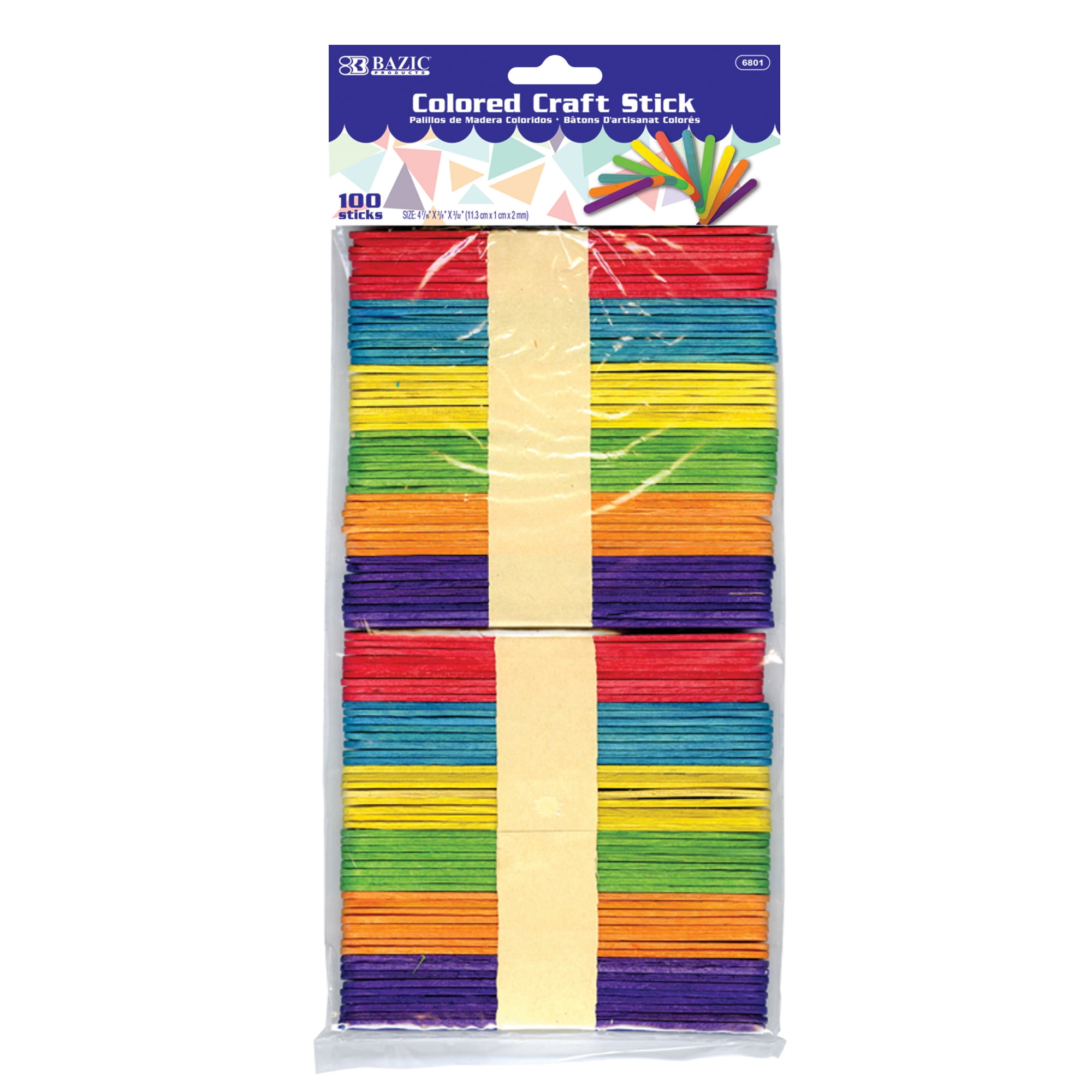 Picture of Bazic Products 6801 4.43 x 0.37 in. Assorted Color Craft Stick&#44; 100 per Pack