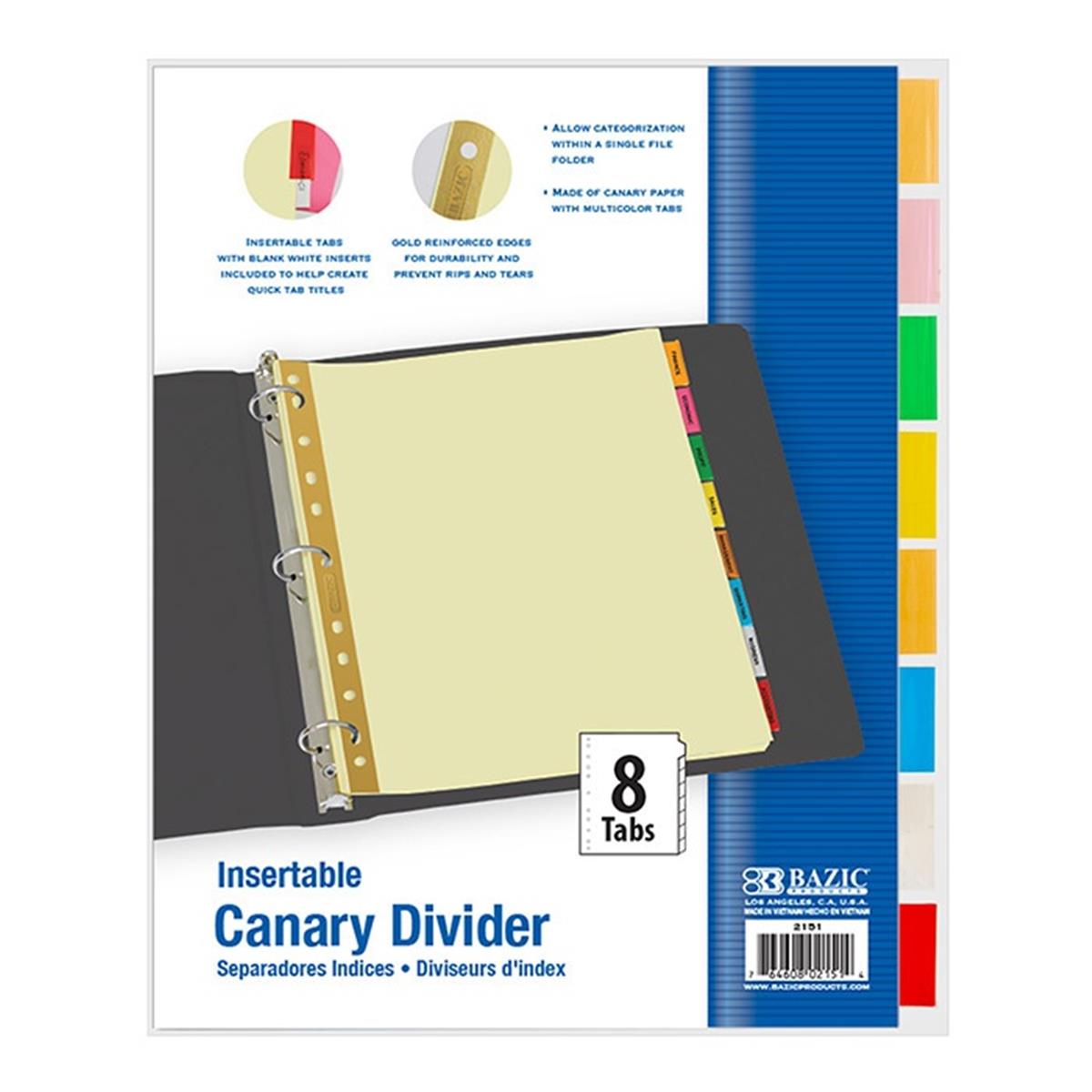 2151 Canary Paper Dividers with 8-Insertable Color Tabs