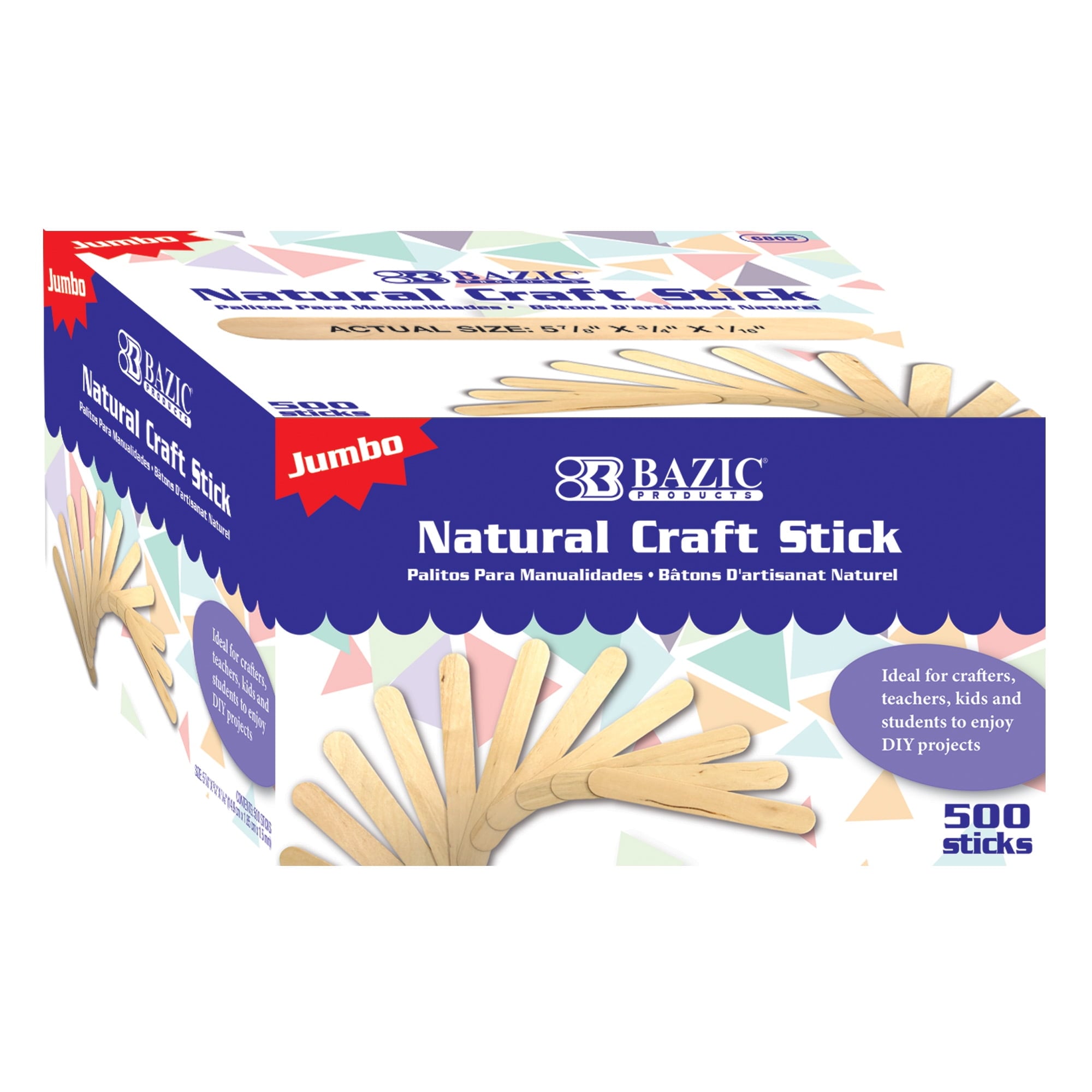 Jumbo Natural Craft Stick - Box of 500
