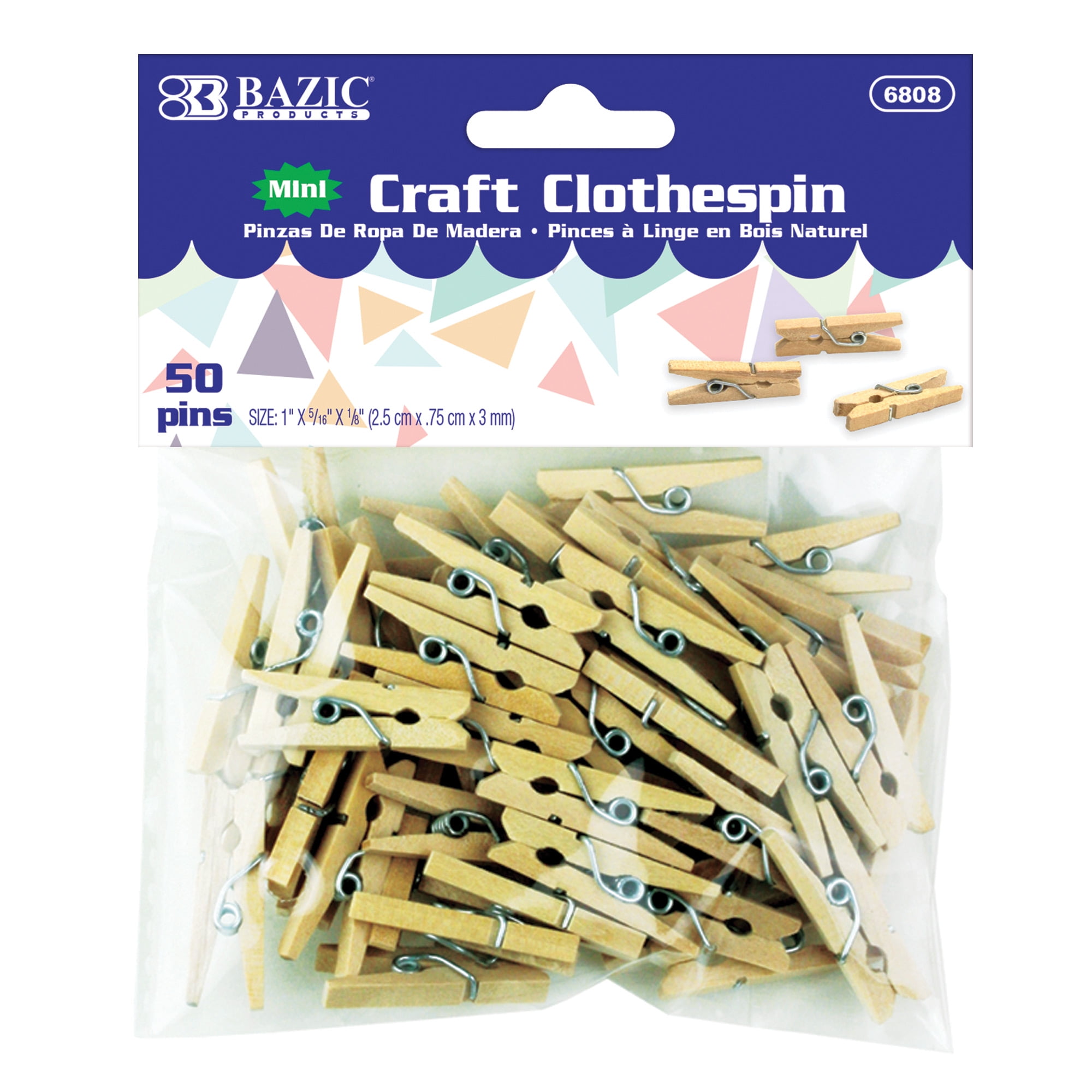 6808 Mini Natural Clothes Pin - Pack of 50