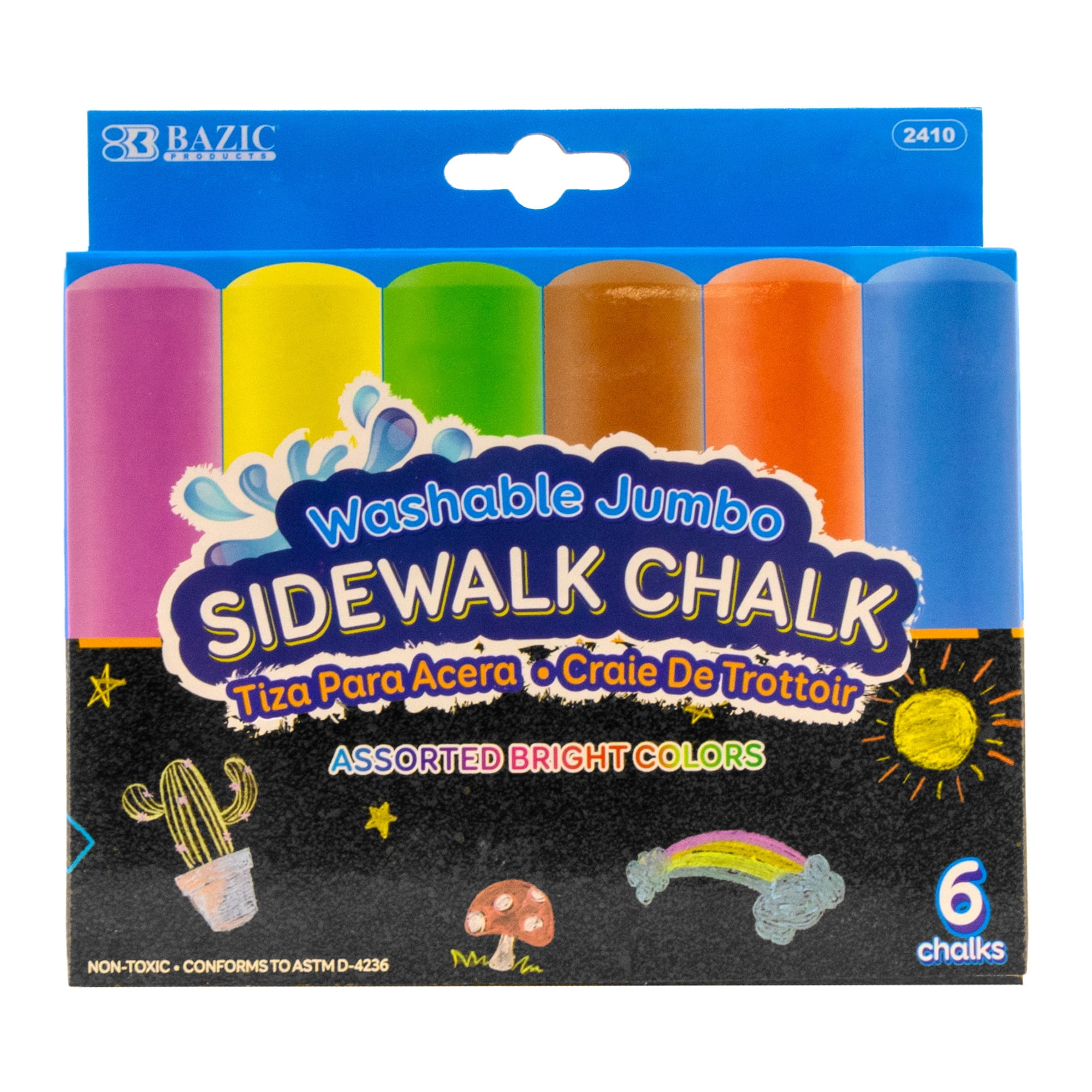 Picture of Bazic 2410 Jumbo Sidewalk Chalks, Multi Color - 6 Per Pack