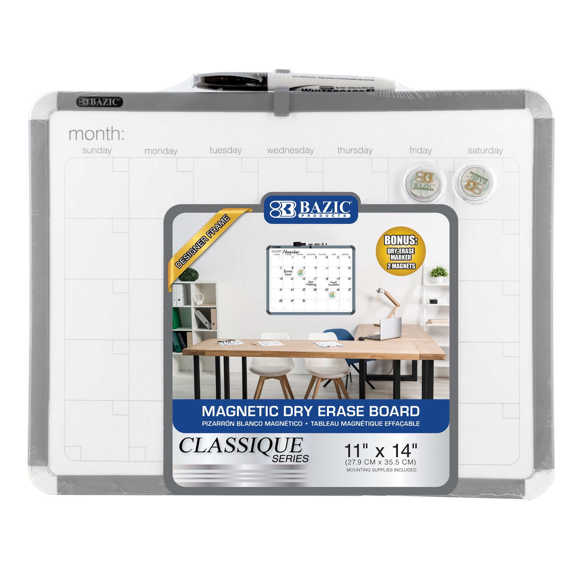 Picture of Bazic 6021 11 x 14 in. Magnetic Dry Erase Calendar Board with Marker & 2 Magnets