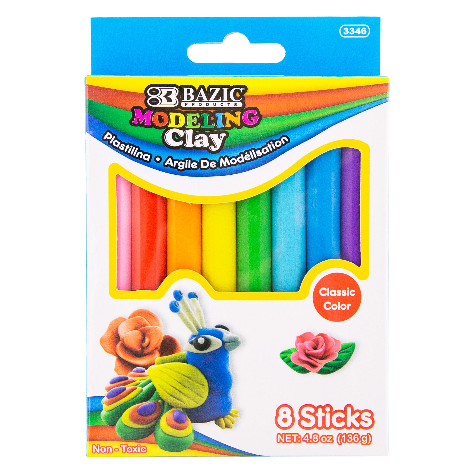Bazic 3346 4.8 oz 8 Primary Color Modeling Clay Sticks