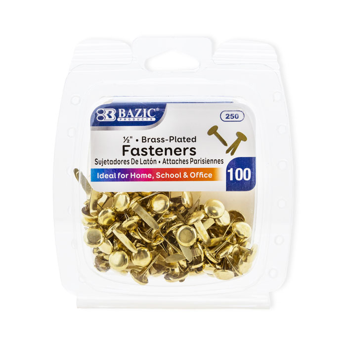 Bazic 250 0.5 in. Brass Fastener - Pack of 100