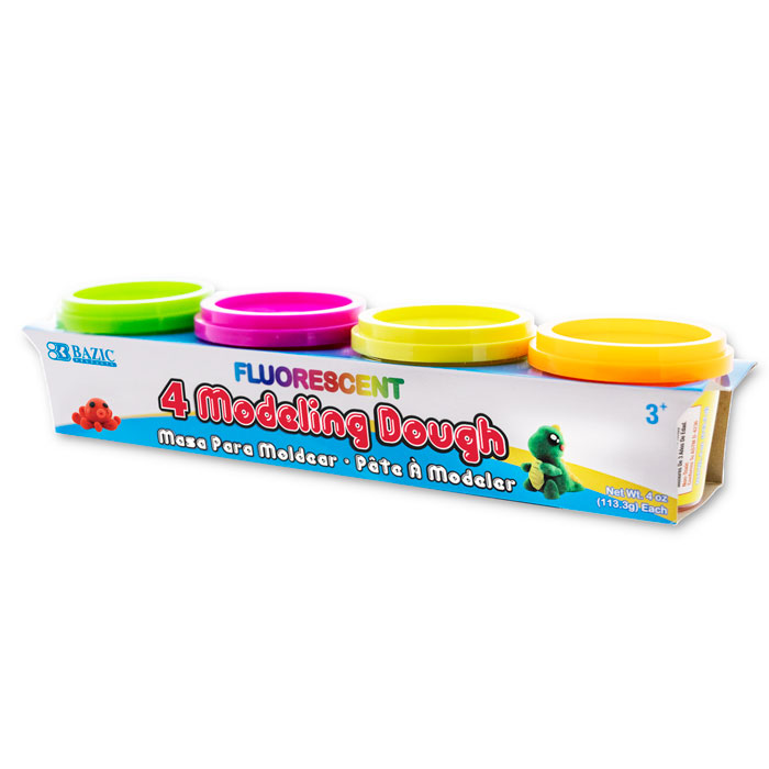 Bazic 3303 4 oz Fluorescent Color Modeling Dough - Pack of 4