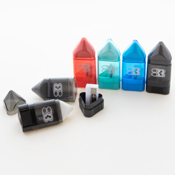Bazic 1942 Single Blade Sharpener with Receptacle & Eraser, Pack of 2
