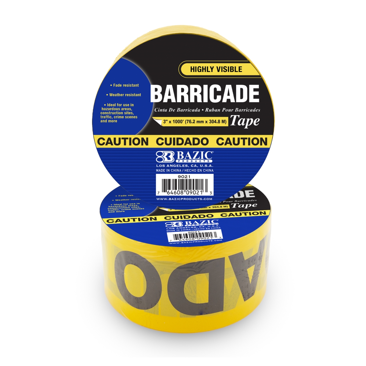Bazic 9021 3 in. x 1000 ft. Yellow Caution Barricade Tape