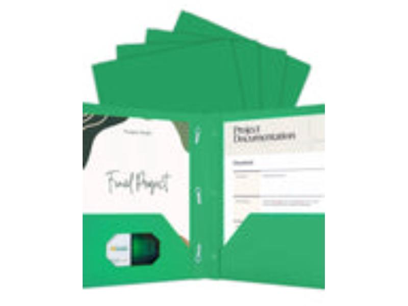Bazic 2112 Poly 2 Pockets Portfolio with 3 Prong Fastener, Green