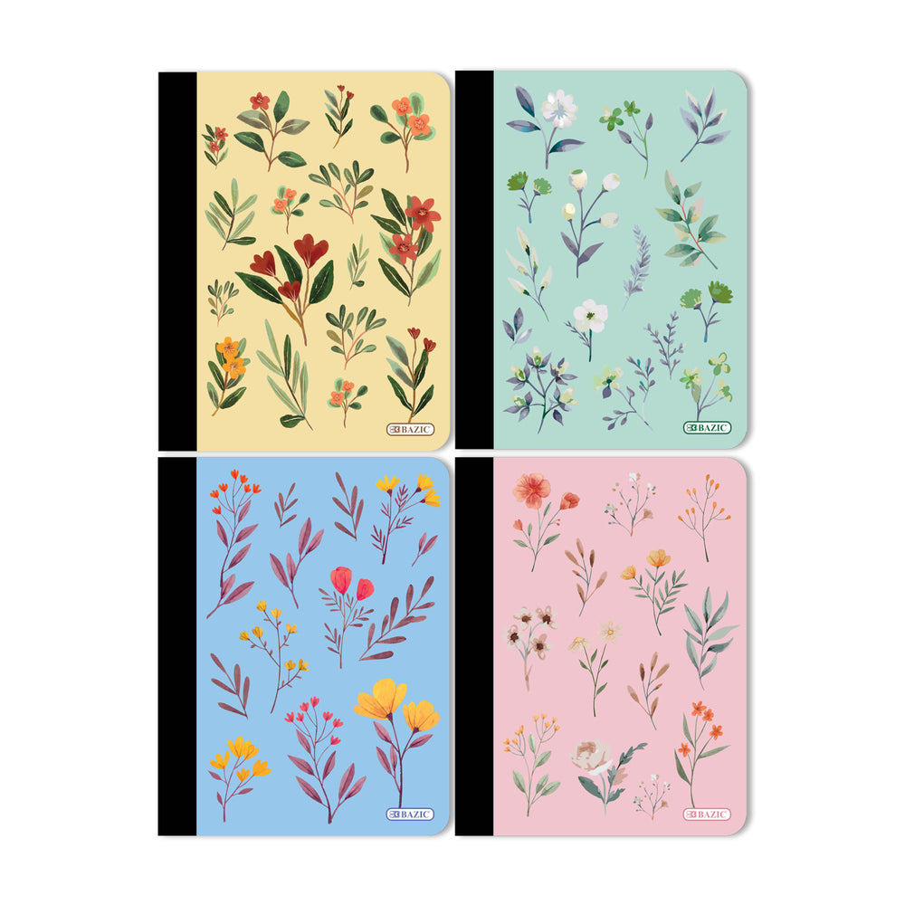 Bazic 5497 College Ruled Floral Composition Book - 100 Count