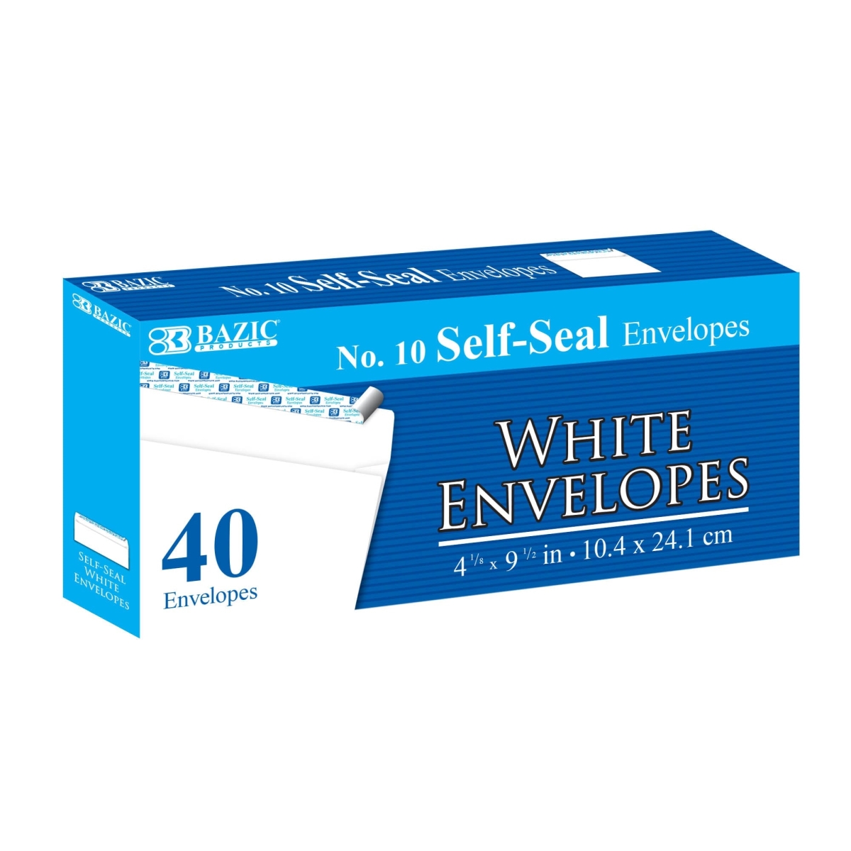 Bazic 8202 No.10 Self-Seal White Envelopes - Pack of 40