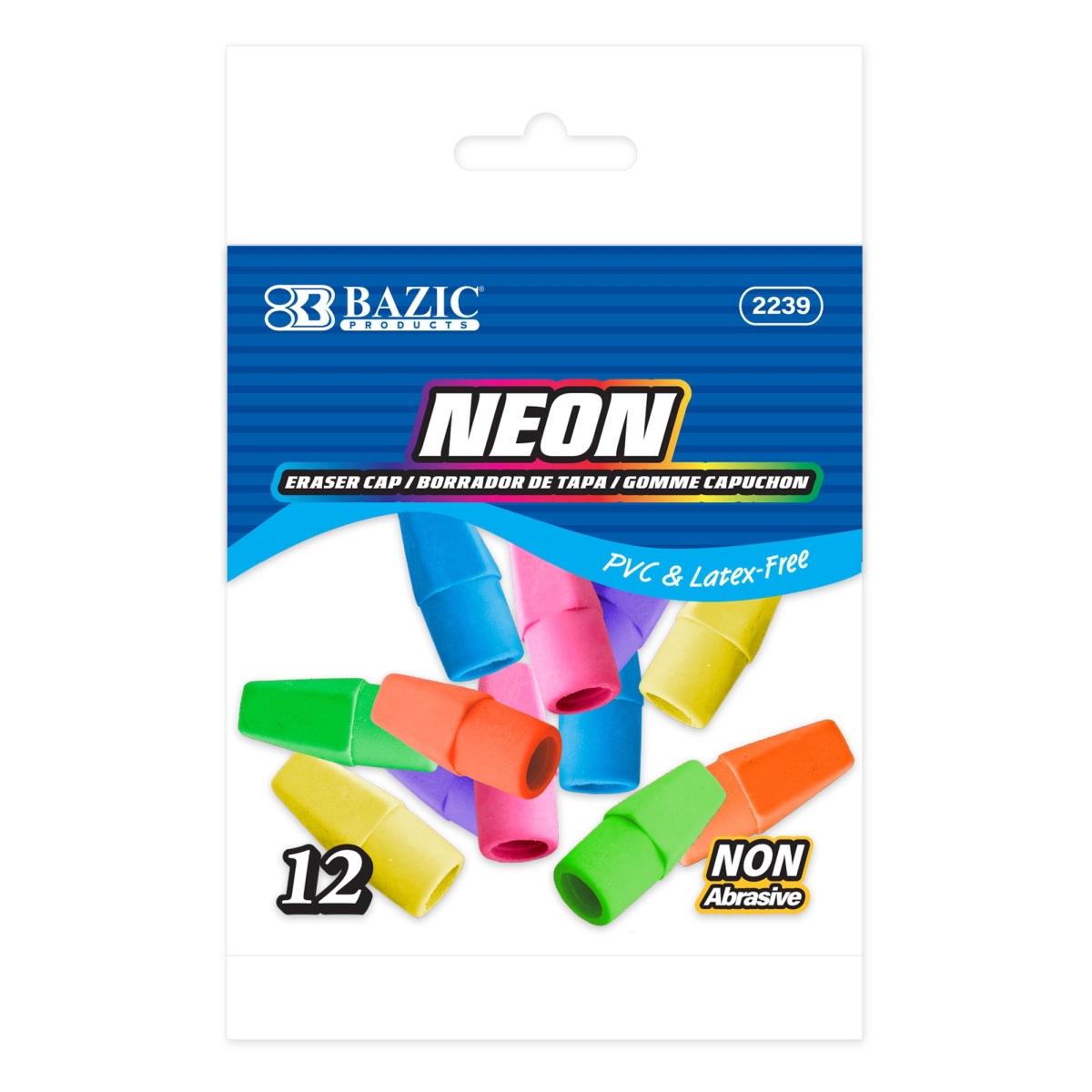 Bazic 2239 Eraser Cap - Neon - Pack of 12
