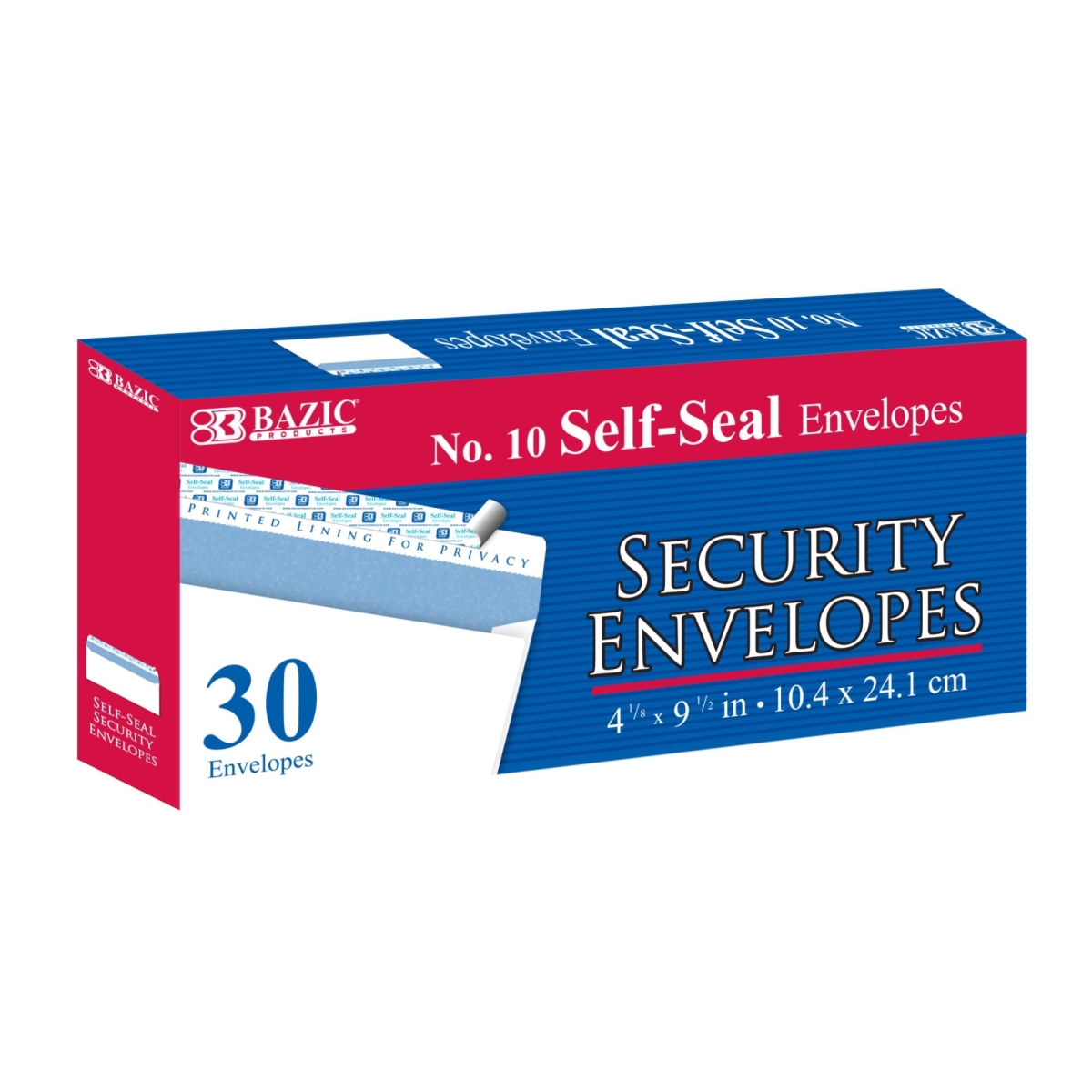 Bazic 8203 No.10 Self-Seal Security Envelopes - Pack of 30