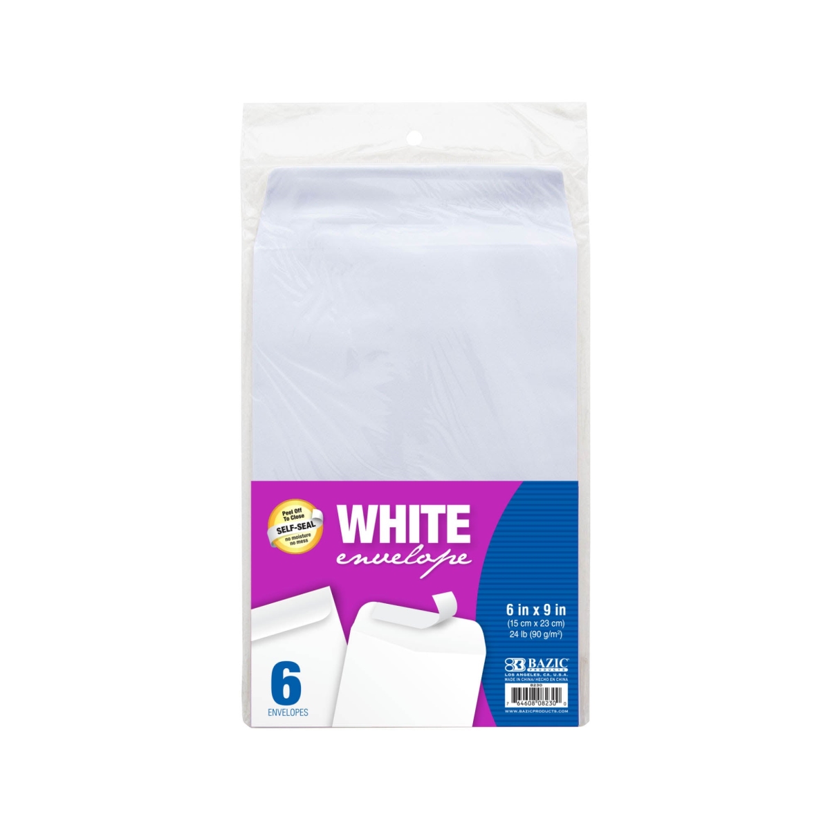 Bazic 8230 6 x 9 in. Self-Seal White Envelope - Pack of 6