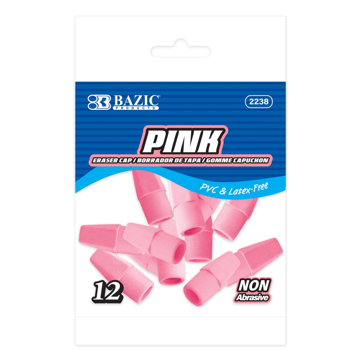 Bazic 2238 Eraser Cap - Pink - Pack of 12